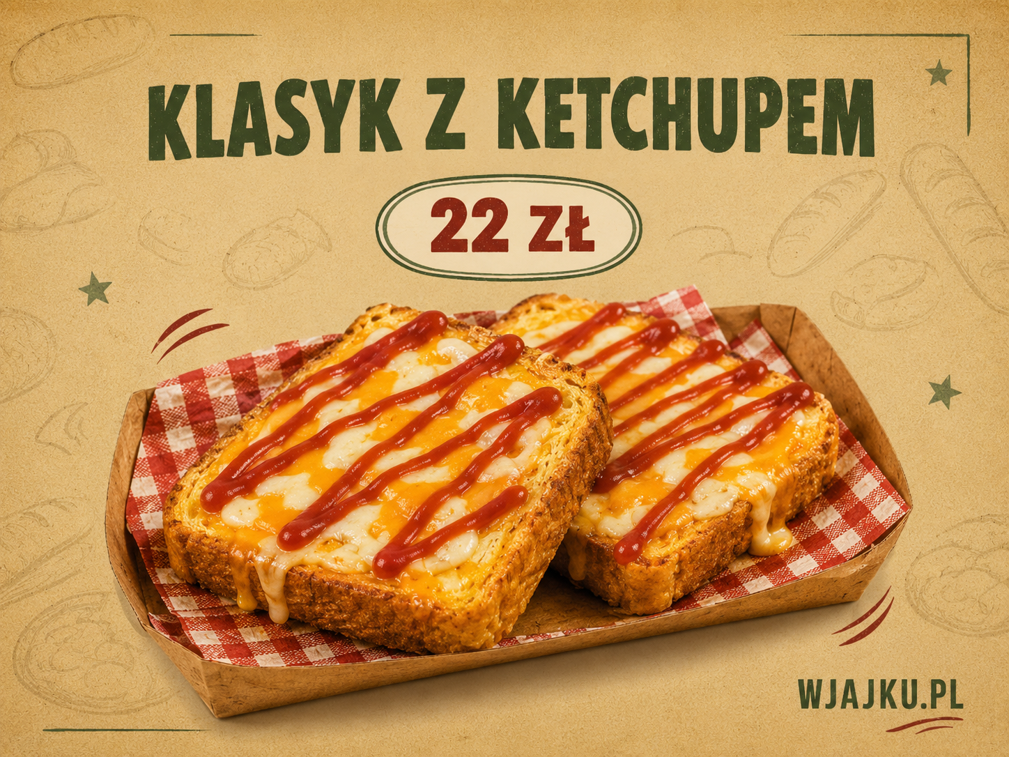 Klasyk z Ketchupem – chleb w jajku z roztopionym serem